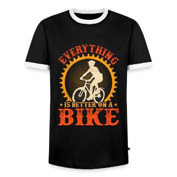 Cyclist Bike Rider Bicycle Riding Mountainbike - Men's Ringer Shirt - black/white - Front - AI Model Female 172 light (172cm) & AI Model Male 178 light (178cm)