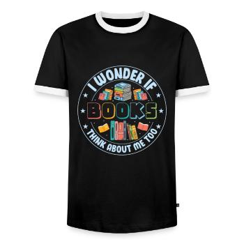 Coole Bücher Lesebuchliebhaber Alphabetisierung Bibliothekar - Männer Kontrast-T-Shirt - Schwarz/Weiß - Vorne - AI Model Female 172 light (172cm) & AI Model Male 178 light (178cm)