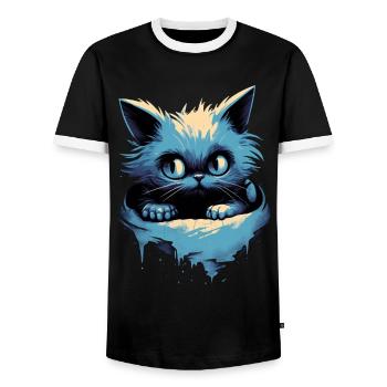 Mystique Chaton Fantaisie Magique Mignon Chat - T-shirt contrasté Homme - noir/blanc - Devant - AI Model Female 172 light (172cm) & AI Model Male 178 light (178cm)