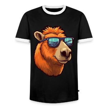 Capybara Lunettes de soleil Cool Capybara - T-shirt contrasté Homme - noir/blanc - Devant - AI Model Female 172 light (172cm) & AI Model Male 178 light (178cm)