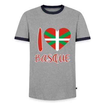 Basque Country Basque Flag - Men's Ringer Shirt - grey/navy  - Front - AI Model Female 172 light (172cm) & AI Model Male 178 light (178cm)