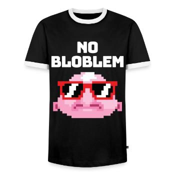 No Bloblem Pixel Blobfish Fisch Meer - Männer Kontrast-T-Shirt - Schwarz/Weiß - Vorne - AI Model Female 172 light (172cm) & AI Model Male 178 light (178cm)