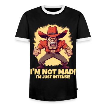 I'm not angry, just intense - Men's Ringer Shirt - black/white - Front - AI Model Female 172 light (172cm) & AI Model Male 178 light (178cm)