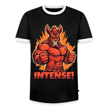 Muscular Beast: Intense - Men's Ringer Shirt - black/white - Front - AI Model Female 172 light (172cm) & AI Model Male 178 light (178cm)