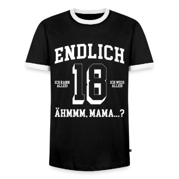 Endlich 18 Geburtstag Ich Kann Alles Ich Weiß - Männer Kontrast-T-Shirt - Schwarz/Weiß - Vorne - AI Model Female 172 light (172cm) & AI Model Male 178 light (178cm)