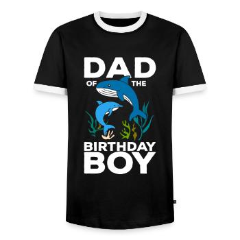 Dad Of The Birthday Boy - Men's Ringer Shirt - black/white - Front - AI Model Female 172 light (172cm) & AI Model Male 178 light (178cm)