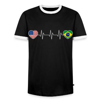 Brasilien - Männer Kontrast-T-Shirt - Schwarz/Weiß - Vorne - AI Model Female 172 light (172cm) & AI Model Male 178 light (178cm)