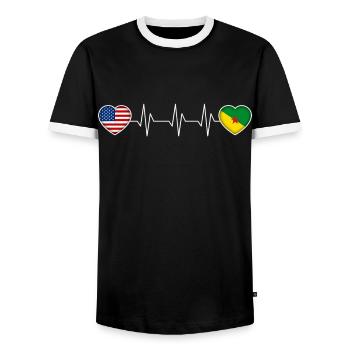 Guyane française - T-shirt contrasté Homme - noir/blanc - Devant - AI Model Female 172 light (172cm) & AI Model Male 178 light (178cm)