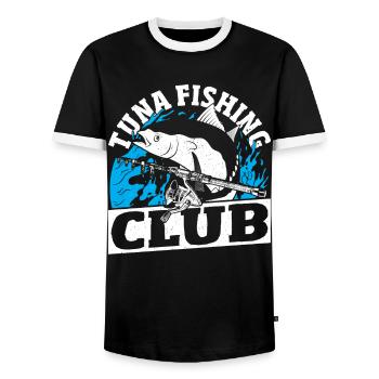 Club de pêche au thon Thon - T-shirt contrasté Homme - noir/blanc - Devant - AI Model Female 172 light (172cm) & AI Model Male 178 light (178cm)