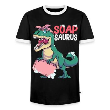 Fabrication de savon, savonnier, savonologue - T-shirt contrasté Homme - noir/blanc - Devant - AI Model Female 172 light (172cm) & AI Model Male 178 light (178cm)