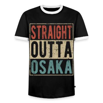 Tout droit à Osaka - T-shirt contrasté Homme - noir/blanc - Devant - AI Model Female 172 light (172cm) & AI Model Male 178 light (178cm)