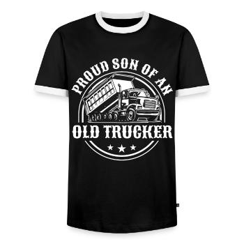 Lkw Fahrer Trucker Lastwagenfahrer Alter Trucker - Männer Kontrast-T-Shirt - Schwarz/Weiß - Vorne - AI Model Female 172 light (172cm) & AI Model Male 178 light (178cm)