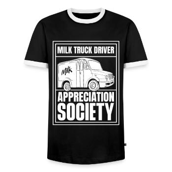 Camion de lait de vache - T-shirt contrasté Homme - noir/blanc - Devant - AI Model Female 172 light (172cm) & AI Model Male 178 light (178cm)