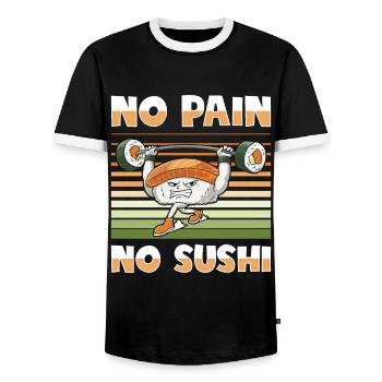 Japanisches Essen Sushi Liebhaber Bodybuilder - Männer Kontrast-T-Shirt - Schwarz/Weiß - Vorne - AI Model Female 172 light (172cm) & AI Model Male 178 light (178cm)