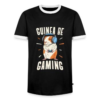 Guinea Pig Joueur de jeux vidéo Console Gamer - T-shirt contrasté Homme - noir/blanc - Devant - AI Model Female 172 light (172cm) & AI Model Male 178 light (178cm)