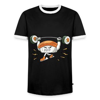 Cuisine japonaise Sushi Lovers Bodybuilders - T-shirt contrasté Homme - noir/blanc - Devant - AI Model Female 172 light (172cm) & AI Model Male 178 light (178cm)