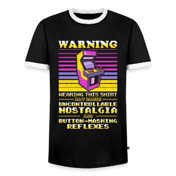 Video Players Retro Gamer Gaming Classic 80s - Men's Ringer Shirt - black/white - Front - AI Model Female 172 light (172cm) & AI Model Male 178 light (178cm)