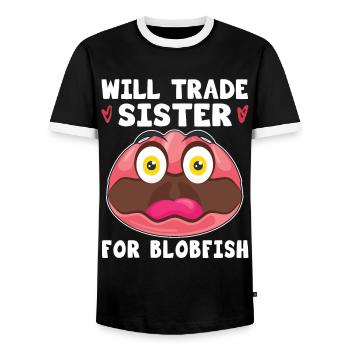 Costume de Blobfish - Visage de poisson Blob laid - - T-shirt contrasté Homme - noir/blanc - Devant - AI Model Female 172 light (172cm) & AI Model Male 178 light (178cm)