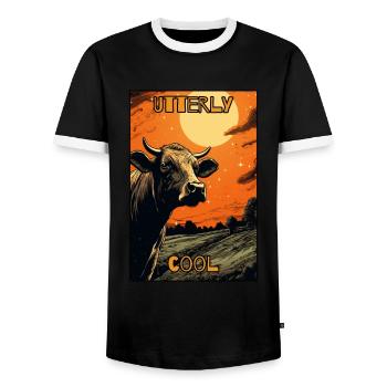 Vache absolument cool - T-shirt contrasté Homme - noir/blanc - Devant - AI Model Female 172 light (172cm) & AI Model Male 178 light (178cm)