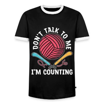 Crochet Ne me parle pas Je compte Tricot - T-shirt contrasté Homme - noir/blanc - Devant - AI Model Female 172 light (172cm) & AI Model Male 178 light (178cm)