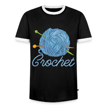 Crochet Crochet Couture Artisanat Tricot - T-shirt contrasté Homme - noir/blanc - Devant - AI Model Female 172 light (172cm) & AI Model Male 178 light (178cm)
