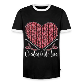 Crochet créé avec amour Couture Crochet Lover Lover - T-shirt contrasté Homme - noir/blanc - Devant - AI Model Female 172 light (172cm) & AI Model Male 178 light (178cm)