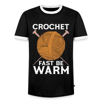 Crocheting Crochet Fast Be Warm Crafting Yarn - T-shirt contrasté Homme - noir/blanc - Devant - AI Model Female 172 light (172cm) & AI Model Male 178 light (178cm)