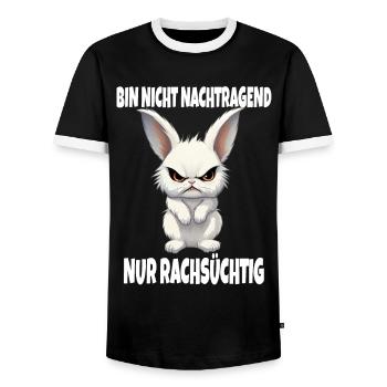 Nicht Nachtragend - Rachsüchtig Hase Kaninchen - Männer Kontrast-T-Shirt - Schwarz/Weiß - Vorne - AI Model Female 172 light (172cm) & AI Model Male 178 light (178cm)