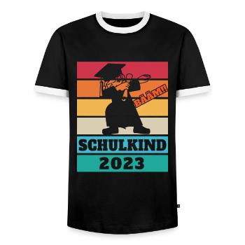 Schulkind 2023 Vintage - Männer Kontrast-T-Shirt - Schwarz/Weiß - Vorne - AI Model Female 172 light (172cm) & AI Model Male 178 light (178cm)
