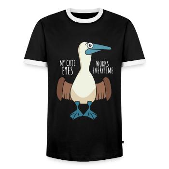 Niedlicher Blaufußtölpel - Männer Kontrast-T-Shirt - Schwarz/Weiß - Vorne - AI Model Female 172 light (172cm) & AI Model Male 178 light (178cm)