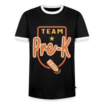 Team Pre-K Back to School Pre Kindergarten - Men's Ringer Shirt - black/white - Front - AI Model Female 172 light (172cm) & AI Model Male 178 light (178cm)