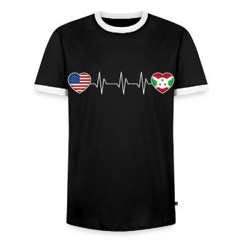 Burundi - Men's Ringer Shirt - black/white - Front - AI Model Female 172 light (172cm) & AI Model Male 178 light (178cm)