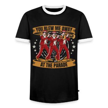 marching band, trombone, parade - Men's Ringer Shirt - black/white - Front - AI Model Female 172 light (172cm) & AI Model Male 178 light (178cm)