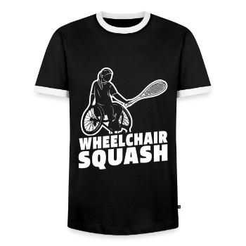 Squash - Men's Ringer Shirt - black/white - Front - AI Model Female 172 light (172cm) & AI Model Male 178 light (178cm)