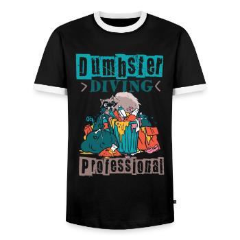 Raccoon lover garbage collecting garbage containers - Men's Ringer Shirt - black/white - Front - AI Model Female 172 light (172cm) & AI Model Male 178 light (178cm)