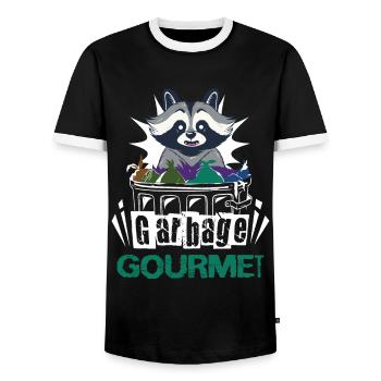 Raccoon lover garbage collecting garbage containers - Men's Ringer Shirt - black/white - Front - AI Model Female 172 light (172cm) & AI Model Male 178 light (178cm)