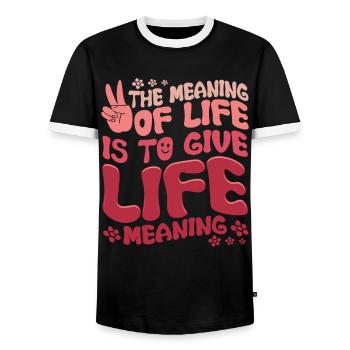 Hippie Retro Peace Kid - Men's Ringer Shirt - black/white - Front - AI Model Female 172 light (172cm) & AI Model Male 178 light (178cm)