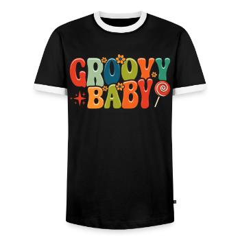 Hippie Peace - Men's Ringer Shirt - black/white - Front - AI Model Female 172 light (172cm) & AI Model Male 178 light (178cm)