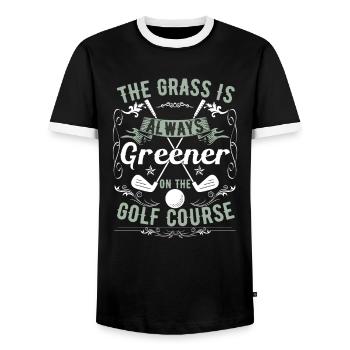 L’herbe est toujours plus verte sur le terrain de golf - T-shirt contrasté Homme - noir/blanc - Devant - AI Model Female 172 light (172cm) & AI Model Male 178 light (178cm)