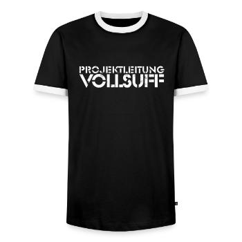 PROJEKTLEITUNG VOLLSUFF - Party - Männer Kontrast-T-Shirt - Schwarz/Weiß - Vorne - AI Model Female 172 light (172cm) & AI Model Male 178 light (178cm)
