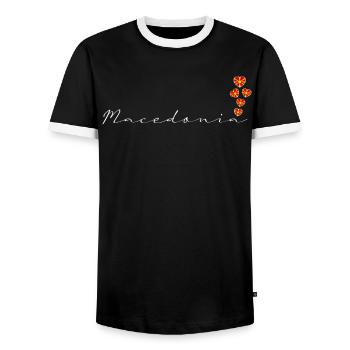 Macédoine - T-shirt contrasté Homme - noir/blanc - Devant - AI Model Female 172 light (172cm) & AI Model Male 178 light (178cm)
