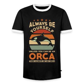 Orque Whale Dicton - T-shirt contrasté Homme - noir/blanc - Devant - AI Model Female 172 light (172cm) & AI Model Male 178 light (178cm)