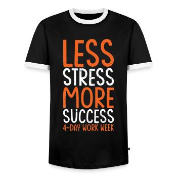 4 days a week - Men's Ringer Shirt - black/white - Front - AI Model Female 172 light (172cm) & AI Model Male 178 light (178cm)