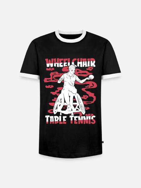 Tischtennis Pingpong Rollstuhl - Männer Kontrast-T-Shirt - Schwarz/Weiß