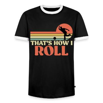 Chemise de bowling C’est comme ça que nous roulons Bowlingspieler - T-shirt contrasté Homme - noir/blanc - Devant - AI Model Female 172 light (172cm) & AI Model Male 178 light (178cm)
