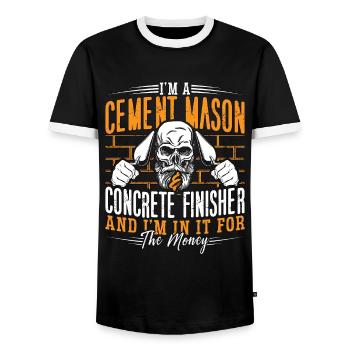 Concrete Finisher I'm A Cement Mason & Masonry - Men's Ringer Shirt - black/white - Front - AI Model Female 172 light (172cm) & AI Model Male 178 light (178cm)
