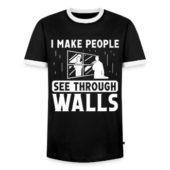 Glaser fait voir les gens à travers les murs Fensterbau - T-shirt contrasté Homme - noir/blanc - Devant - AI Model Female 172 light (172cm) & AI Model Male 178 light (178cm)