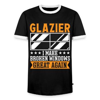 Glaser Glazier Broken Windows Great Again Glass - T-shirt contrasté Homme - noir/blanc - Devant - AI Model Female 172 light (172cm) & AI Model Male 178 light (178cm)