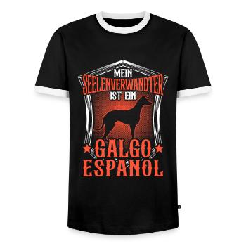 Galgo Espanol ist Seelenverwandter Windhund - Männer Kontrast-T-Shirt - Schwarz/Weiß - Vorne - AI Model Female 172 light (172cm) & AI Model Male 178 light (178cm)