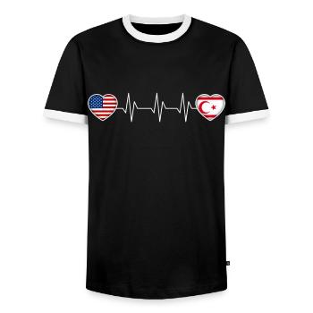 Northern Cyprus - Men's Ringer Shirt - black/white - Front - AI Model Female 172 light (172cm) & AI Model Male 178 light (178cm)